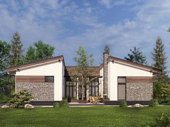 Одноэтажный дом с внутренним двориком